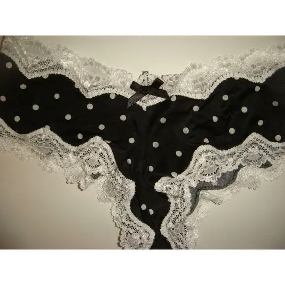 Victoria's Secret XS cheeky panty GIFT box Black White Animal Print Polka Dot - Picture 3 of 4